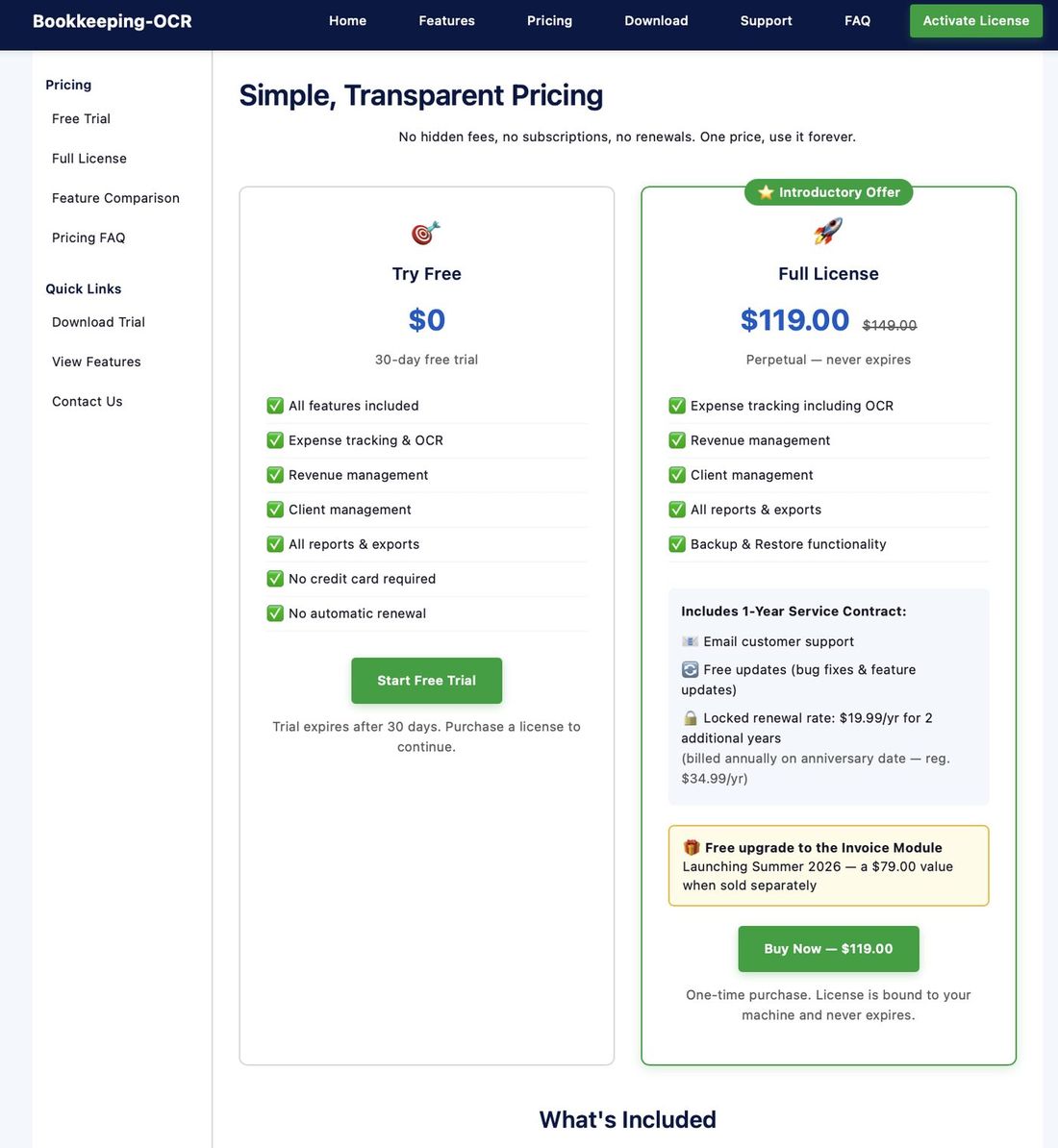 Pricing page showing Start Free Trial button