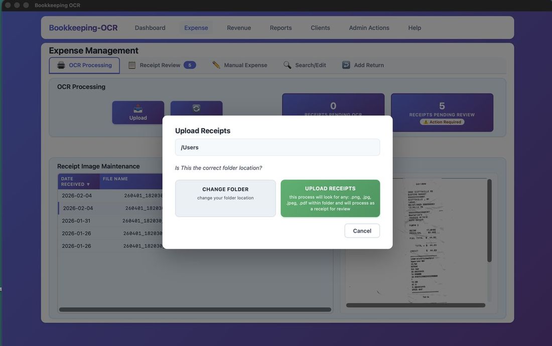 Change Folder button highlighted